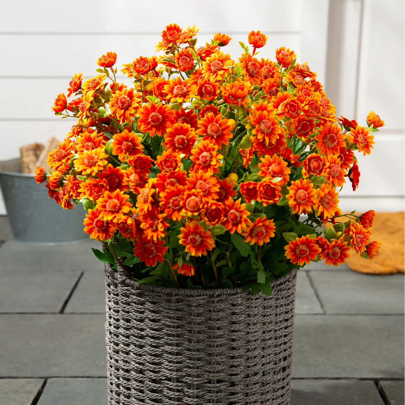 🌼- Künstliche Chrysanthemen für den Außenbereich (Sunset Mums) - UV-beständig, wasserdicht, windfest