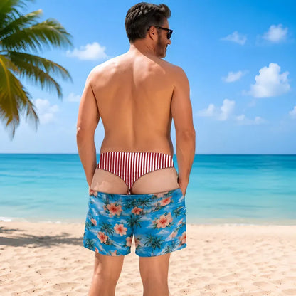 Lustige Badehose im Leoprint-Denim-Design