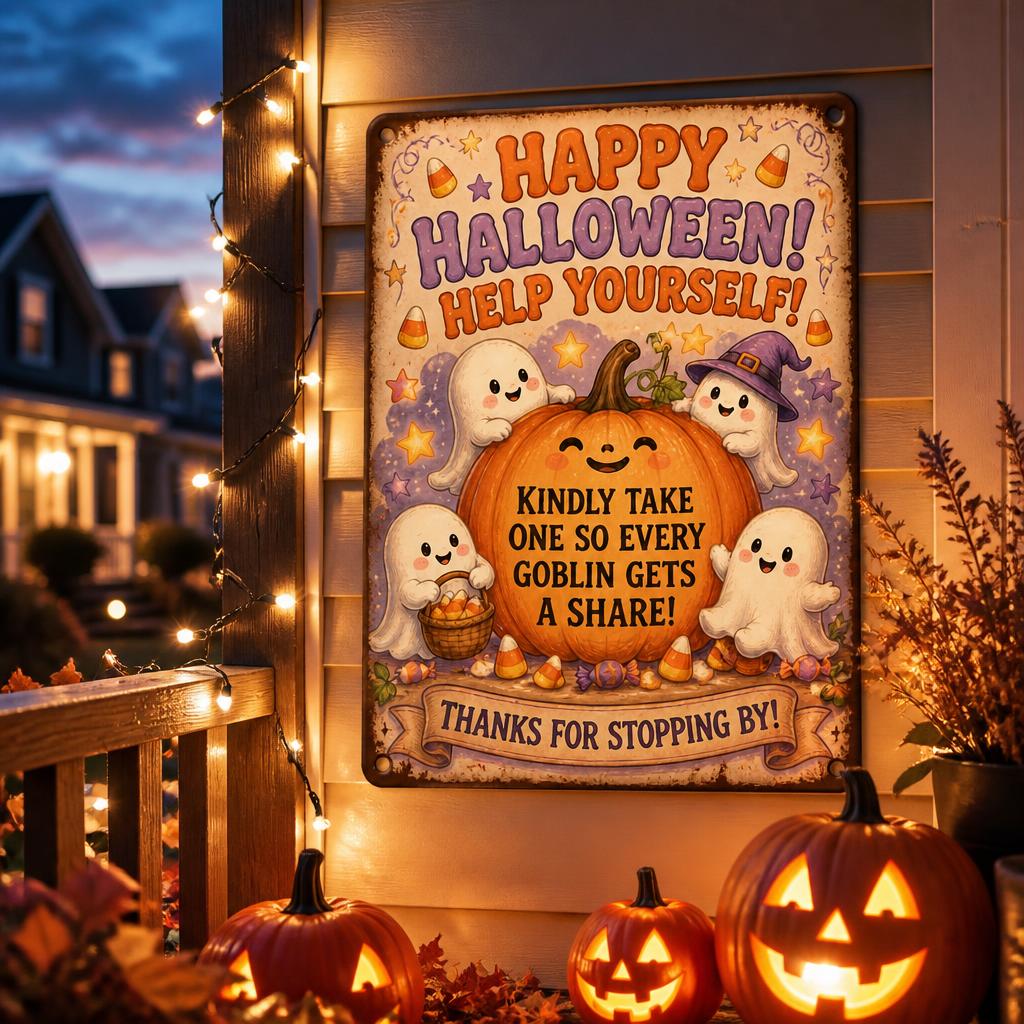 👻 Genieß die Party! Halte die Magie für jedes Kind lebendig – mit diesem Vintage Halloween Veranda-Schild 🎃