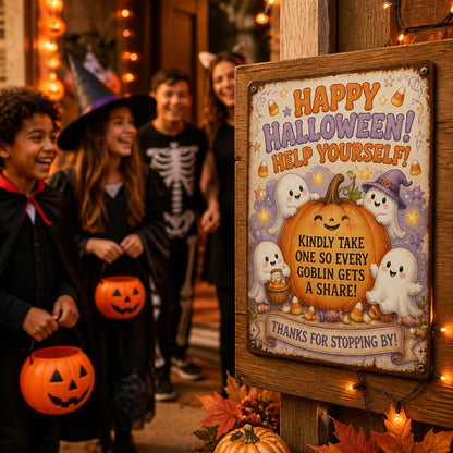 👻 Genieß die Party! Halte die Magie für jedes Kind lebendig – mit diesem Vintage Halloween Veranda-Schild 🎃