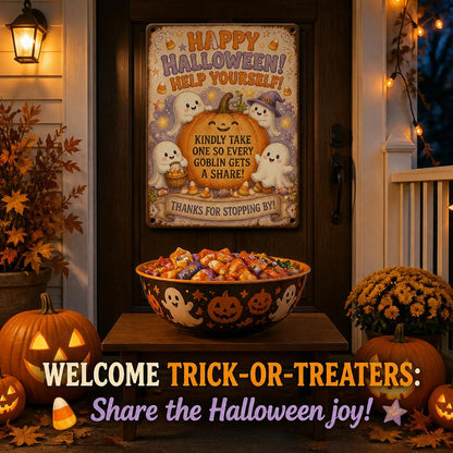 👻 Genieß die Party! Halte die Magie für jedes Kind lebendig – mit diesem Vintage Halloween Veranda-Schild 🎃