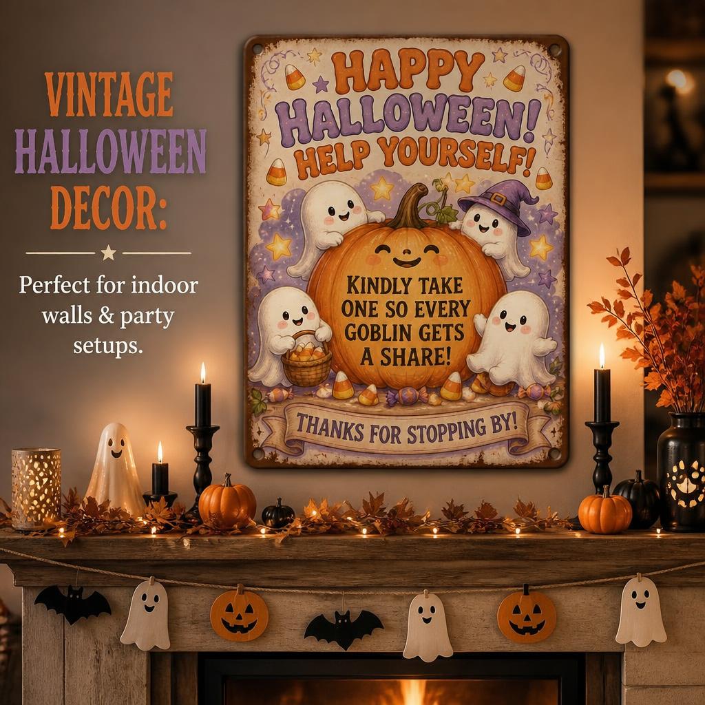 👻 Genieß die Party! Halte die Magie für jedes Kind lebendig – mit diesem Vintage Halloween Veranda-Schild 🎃