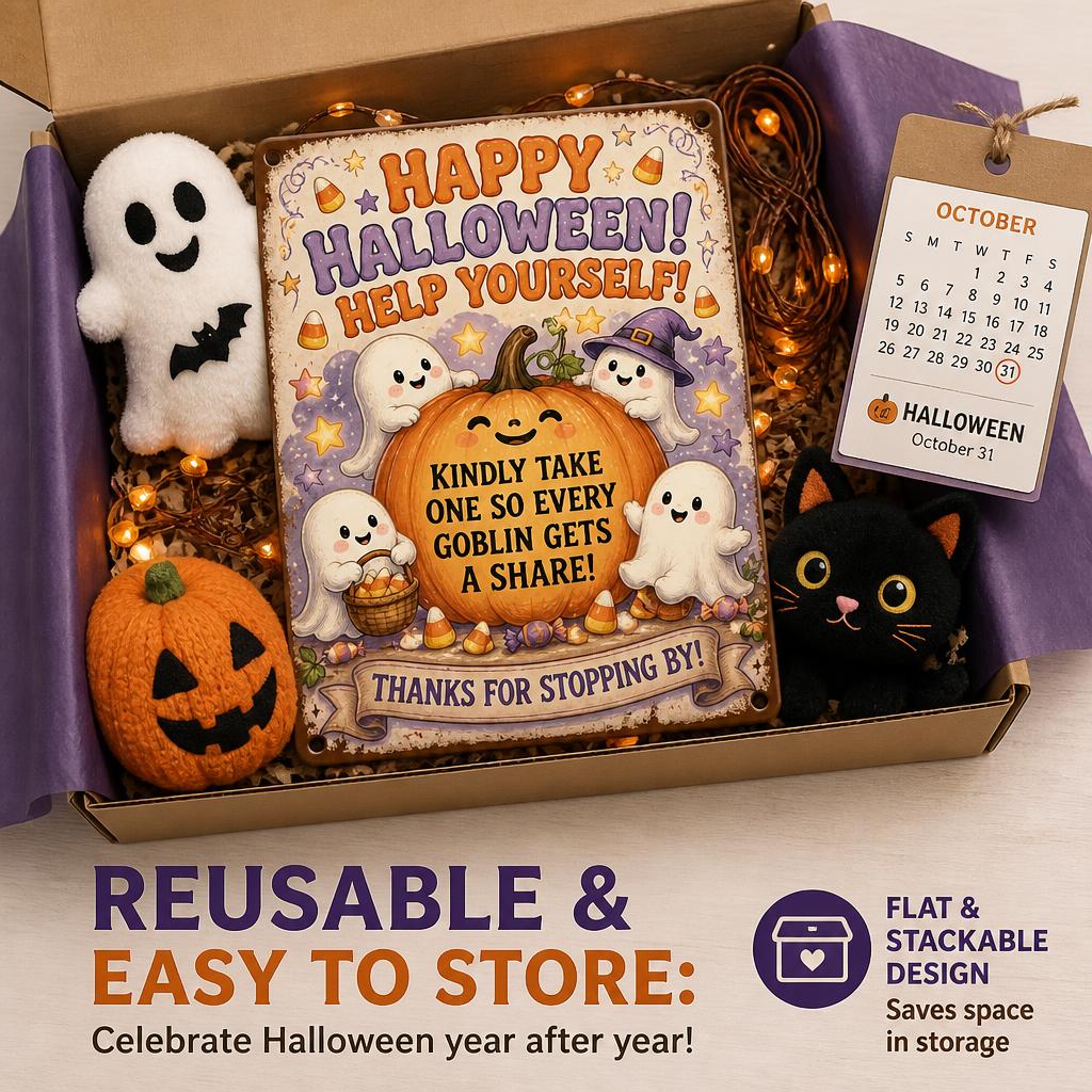 👻 Genieß die Party! Halte die Magie für jedes Kind lebendig – mit diesem Vintage Halloween Veranda-Schild 🎃