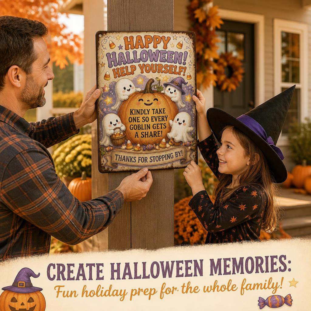 👻 Genieß die Party! Halte die Magie für jedes Kind lebendig – mit diesem Vintage Halloween Veranda-Schild 🎃